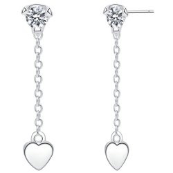 Kolczyki srebrne długie wiszące serca sztyfty próba 925