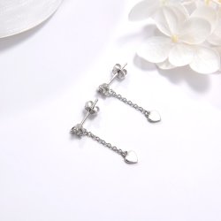 Kolczyki srebrne długie wiszące serca sztyfty próba 925