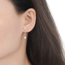 Kolczyki srebrne długie wiszące serca sztyfty próba 925