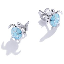 Kolczyki srebrne wkrętki sztyfty wkrętki lato żółwiki żółwie srebro 925