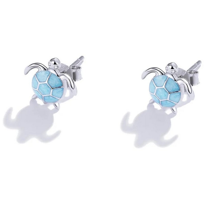 Kolczyki srebrne wkrętki sztyfty wkrętki lato żółwiki żółwie srebro 925