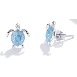 Kolczyki srebrne wkrętki sztyfty wkrętki lato żółwiki żółwie srebro 925