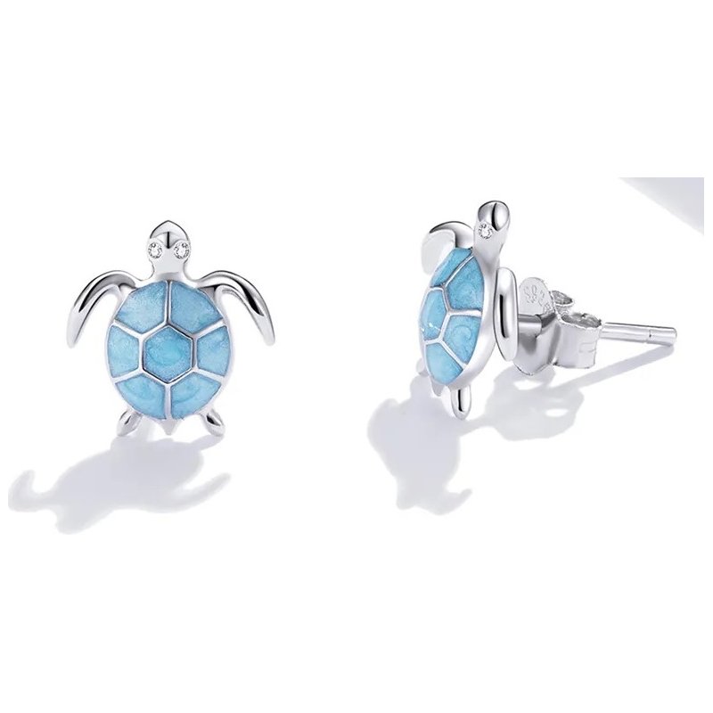Kolczyki srebrne wkrętki sztyfty wkrętki lato żółwiki żółwie srebro 925