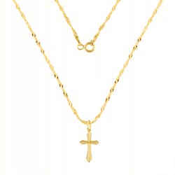 Srebrny naszyjnik łańcuszek komunijny komunia krzyżyk srebro pozłacane 925