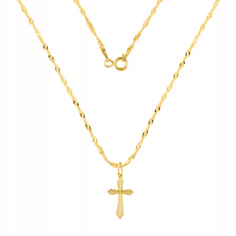 Srebrny naszyjnik łańcuszek komunijny komunia krzyżyk srebro pozłacane 925