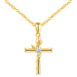 Srebrny łańcuszek naszyjnik komunia chrzest krzyżyk srebro pozłacane