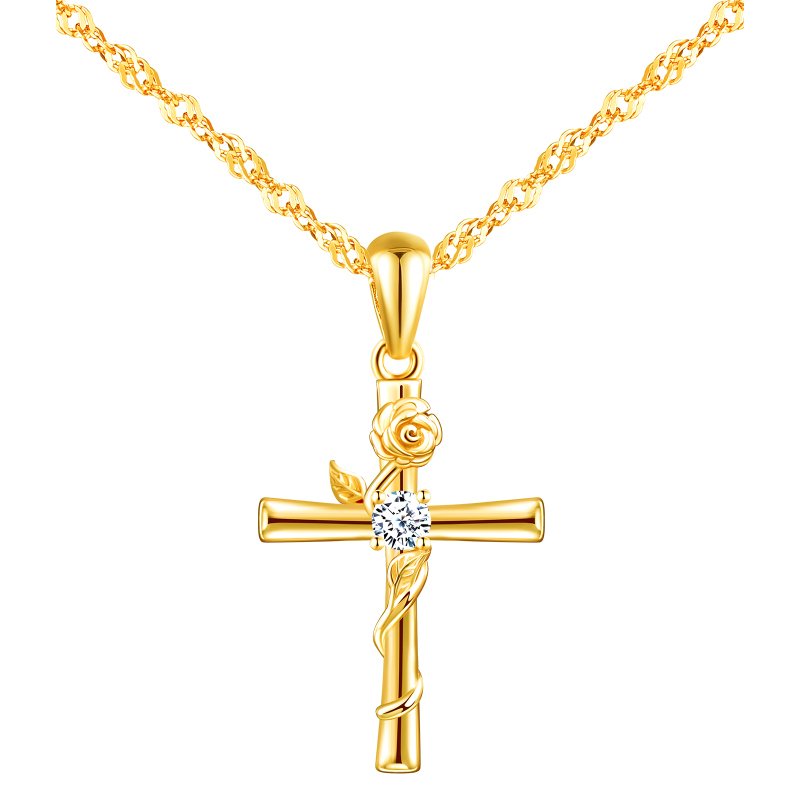 Srebrny łańcuszek naszyjnik komunia chrzest krzyżyk srebro pozłacane