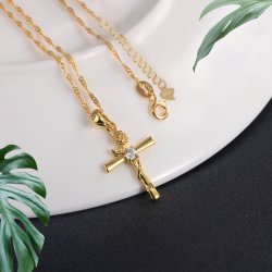 Srebrny łańcuszek naszyjnik komunia chrzest krzyżyk srebro pozłacane