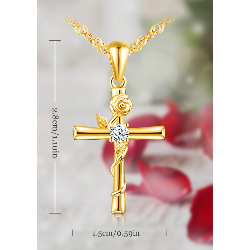 Srebrny łańcuszek naszyjnik komunia chrzest krzyżyk srebro pozłacane