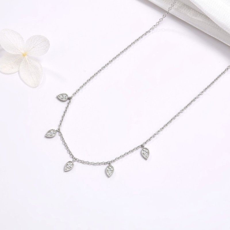 Naszyjnik srebrny damski celebrytka listki srebro modny design