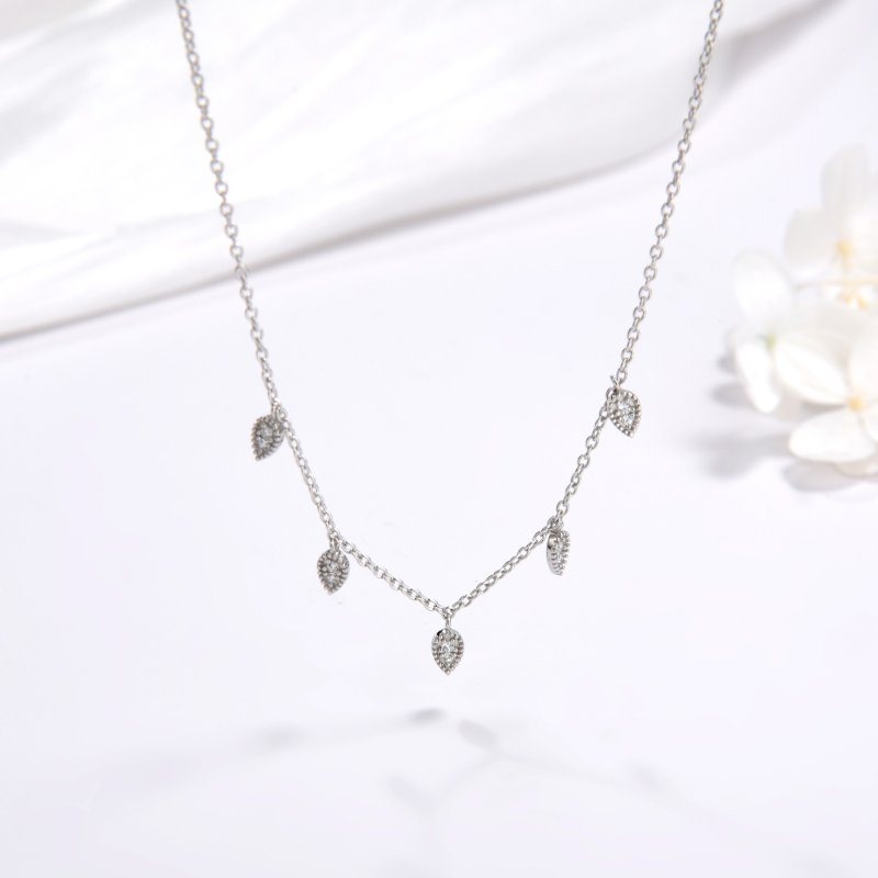 Naszyjnik srebrny damski celebrytka listki srebro modny design