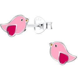 Kolczyki ptaszki srebrne dla dzieci srebro sztyft
