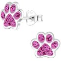 Kolczyki łapki srebrne różowe sztyft srebro próba 925
