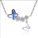 Naszyjnik srebrny damski łańcuszek z zawieszką kryształ motylek srebro 925