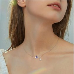 Naszyjnik srebrny damski łańcuszek z zawieszką kryształ motylek srebro 925