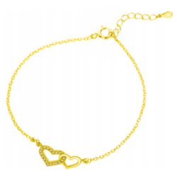 Srebrna bransoletka damska na nogę kostkę serca srebro pozłacane próba 925