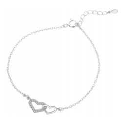 Srebrna bransoletka damska na nogę kostkę serca srebro rodowane próba 925