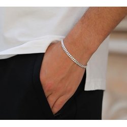 Bransoletka srebrna pancerka 21 cm diamentowana męska