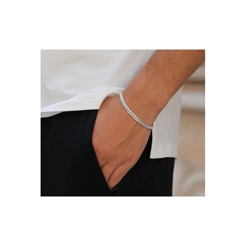 Bransoletka srebrna pancerka 21 cm diamentowana męska