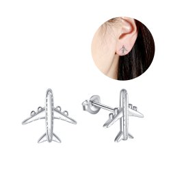 Srebrne kolczyki rodowane samoloty srebro 925 sztyfty wkrętki dla kobiety