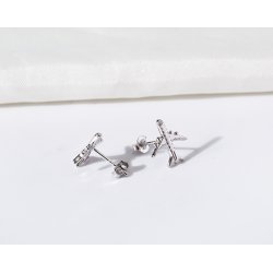 Srebrne kolczyki rodowane samoloty srebro 925 sztyfty wkrętki dla kobiety