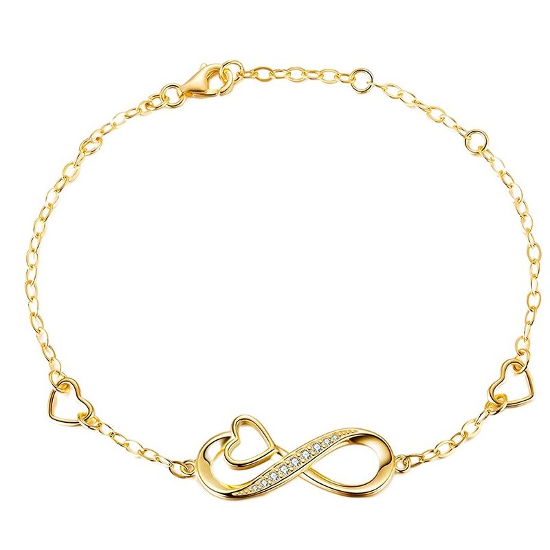 Srebrna bransoletka damska serce nieskończoność srebro pozłacane próba 925 celebrytka