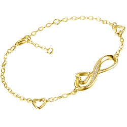 Srebrna bransoletka damska serce nieskończoność srebro pozłacane próba 925 celebrytka