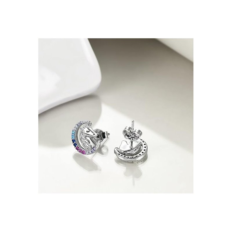 Srebrne kolczyki dla dziewczynki jednorożce serca srebro próba 925