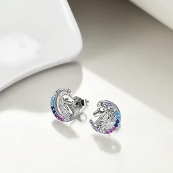 Srebrne kolczyki dla dziewczynki jednorożce serca srebro próba 925