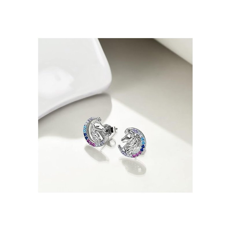 Srebrne kolczyki dla dziewczynki jednorożce serca srebro próba 925