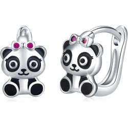 Srebrne kolczyki dla dziewczynki dzieci pandy srebro próba 925