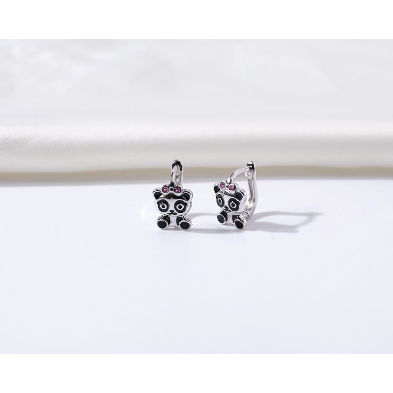 Srebrne kolczyki dla dziewczynki dzieci pandy srebro próba 925