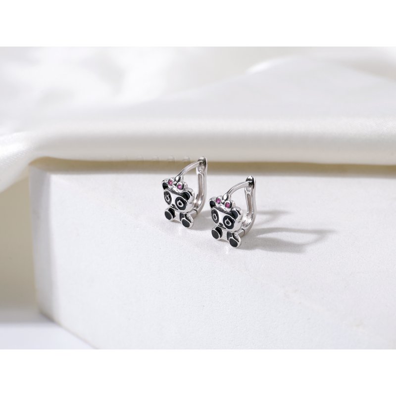 Srebrne kolczyki dla dziewczynki dzieci pandy srebro próba 925