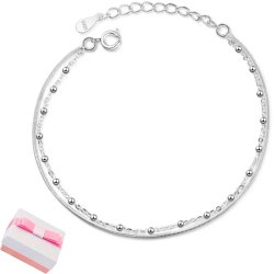 Bransoletka srebrna podwójna na nogę kostkę stopę srebro próba 925 idealna na lato wakacje plaże