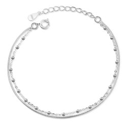 Bransoletka srebrna podwójna na nogę kostkę stopę srebro próba 925 idealna na lato wakacje plaże