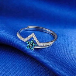 Pierścionek srebrny gwiazdka regulowany srebro próba 925 cyrkonie