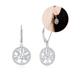 Kolczyki srebrne rodowane damskie angielskie drzewka srebro próba 925
