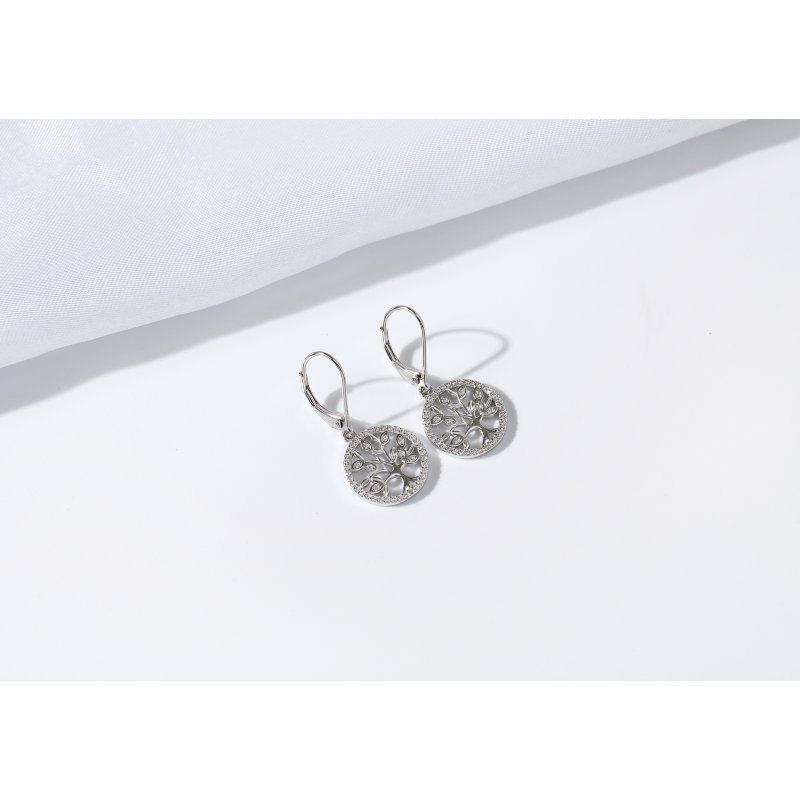 Kolczyki srebrne rodowane damskie angielskie drzewka srebro próba 925