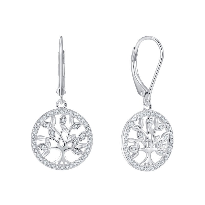 Kolczyki srebrne rodowane damskie angielskie drzewka srebro próba 925