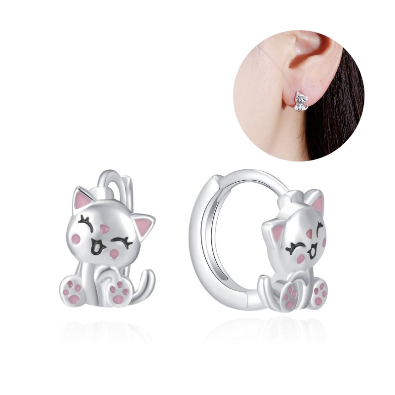 Srebrne kolczyki koty kotki dla dzieci srebro 925