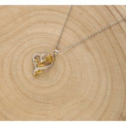 Srebrny naszyjnik serce róża łańcuszek damski z zawieszką srebro pozłacane