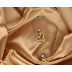 Srebrny naszyjnik serce róża łańcuszek damski z zawieszką srebro pozłacane