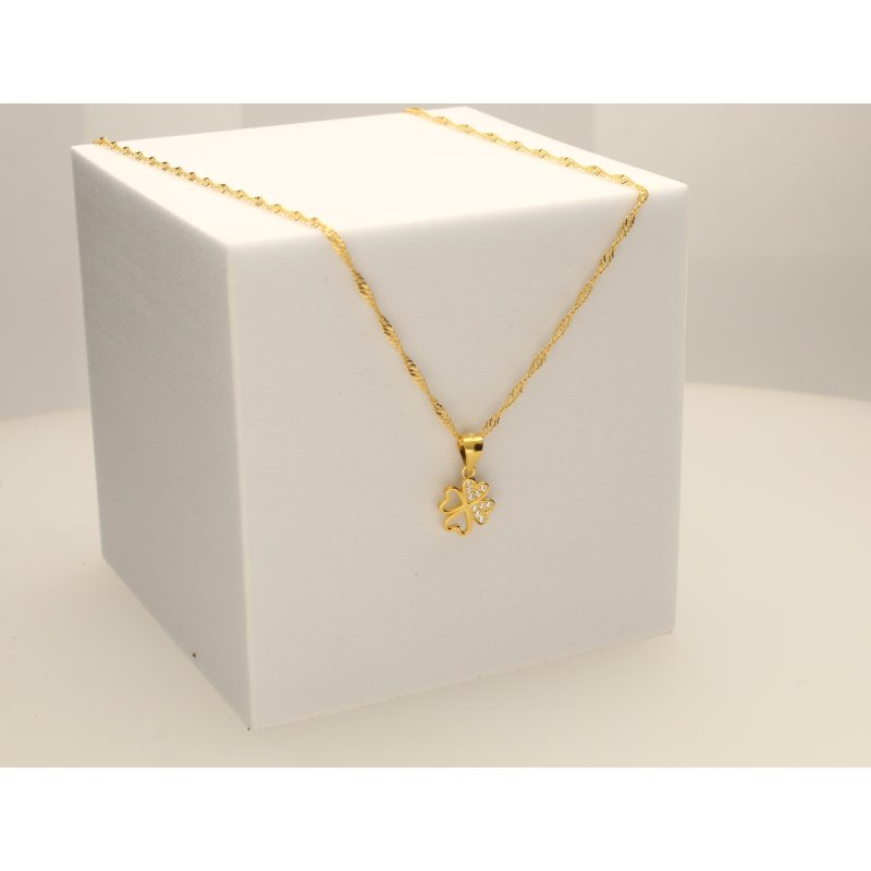 Srebrny naszyjnik łańcuszek damski koniczynka naszyjnik srebro pozłacane próba 925