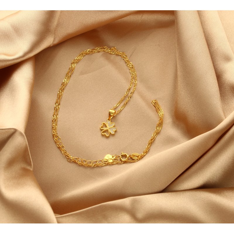 Srebrny naszyjnik łańcuszek damski koniczynka naszyjnik srebro pozłacane próba 925