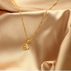 Srebrny naszyjnik łańcuszek damski koniczynka naszyjnik srebro pozłacane próba 925