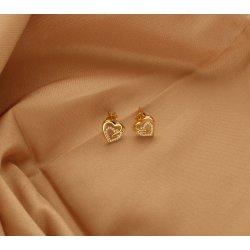Kolczyki srebrne pozłacane serca srebro próba 925 wkrętki