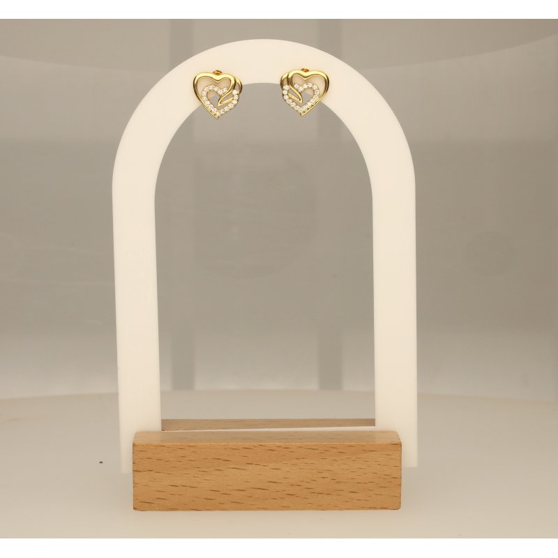 Kolczyki srebrne pozłacane serca srebro próba 925 wkrętki