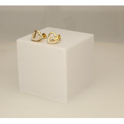 Kolczyki srebrne pozłacane serca srebro próba 925 wkrętki