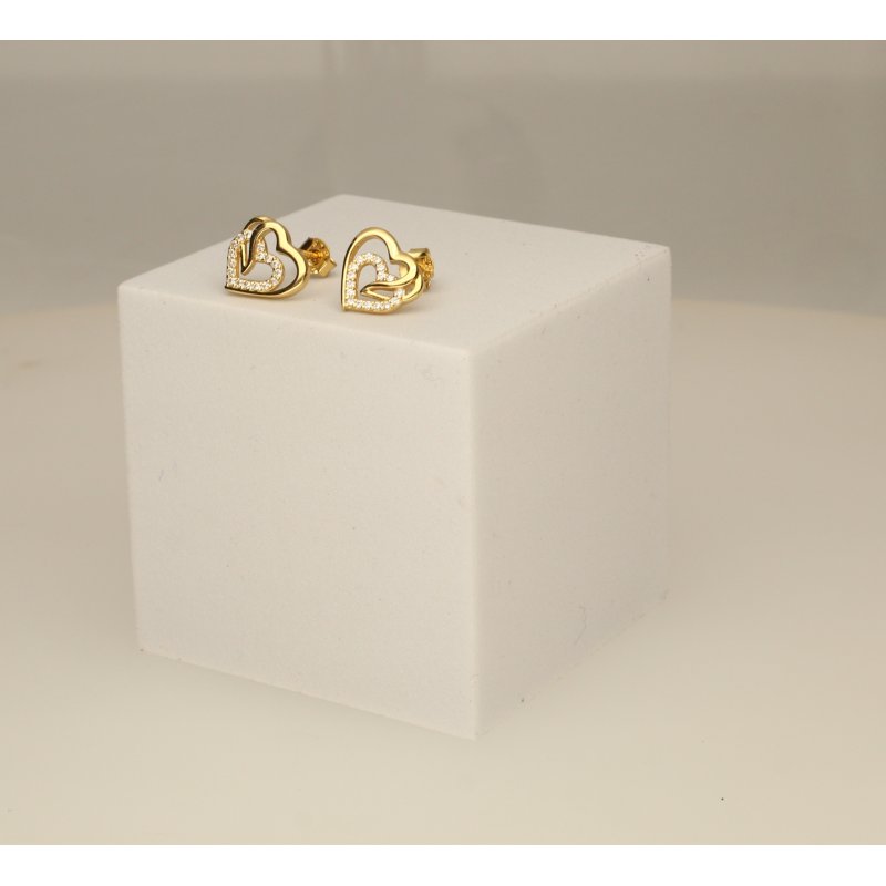 Kolczyki srebrne pozłacane serca srebro próba 925 wkrętki