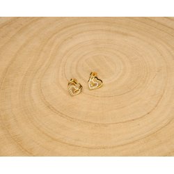 Kolczyki srebrne pozłacane serca srebro próba 925 wkrętki